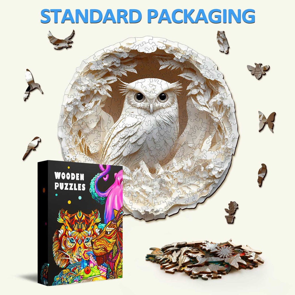 Paper Carved Owl Wooden Jigsaw Puzzle