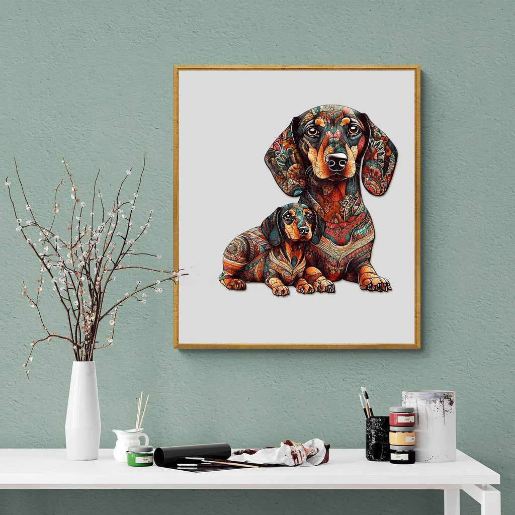 Dachshund Family-2 Wooden Jigsaw Puzzle
