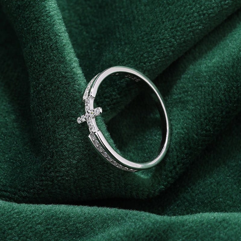 ELEGANT CROSS WITH ZIRCON STONES RING