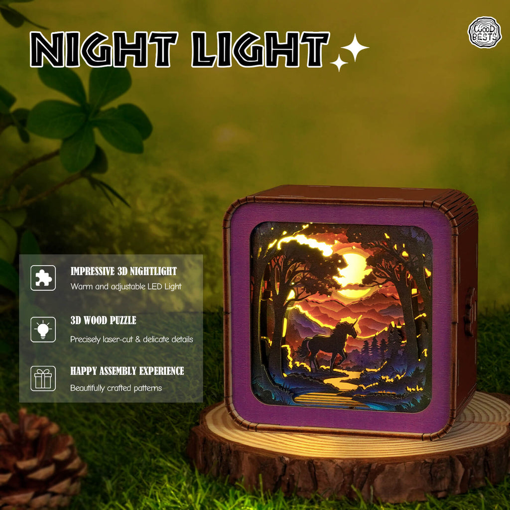 Forest Fantasy Unicorn Kit- 3D Wooden Puzzle Night Light