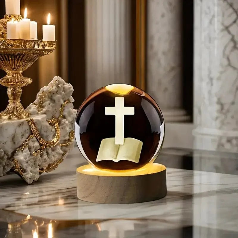 Handmade Cross Crystal Lamp (Lighting Base Included)