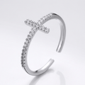 BLESSED SHINE CROSS SILVER RING - (ADJUSTABLE)