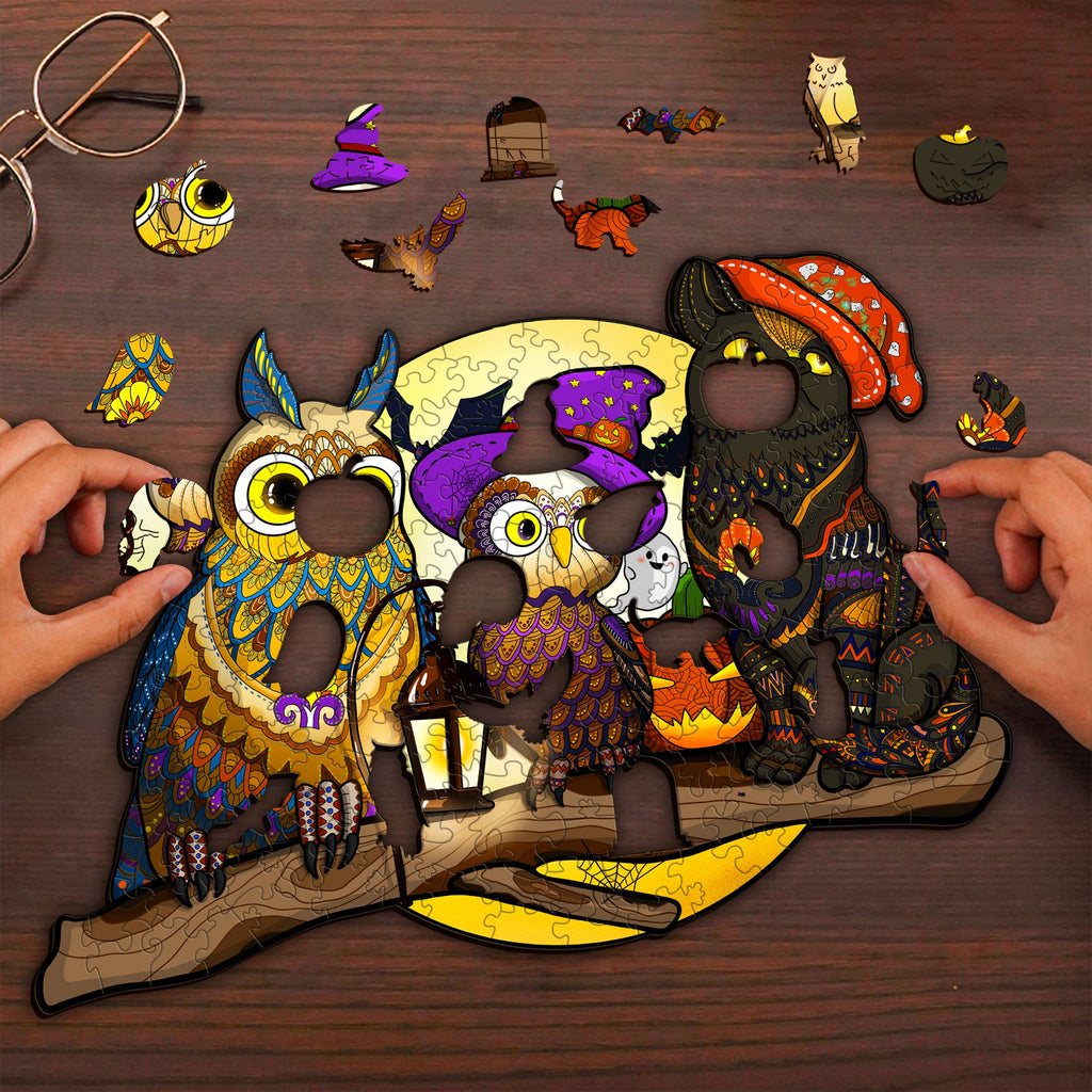 Halloween Owls Wooden Jigsaw Puzzle