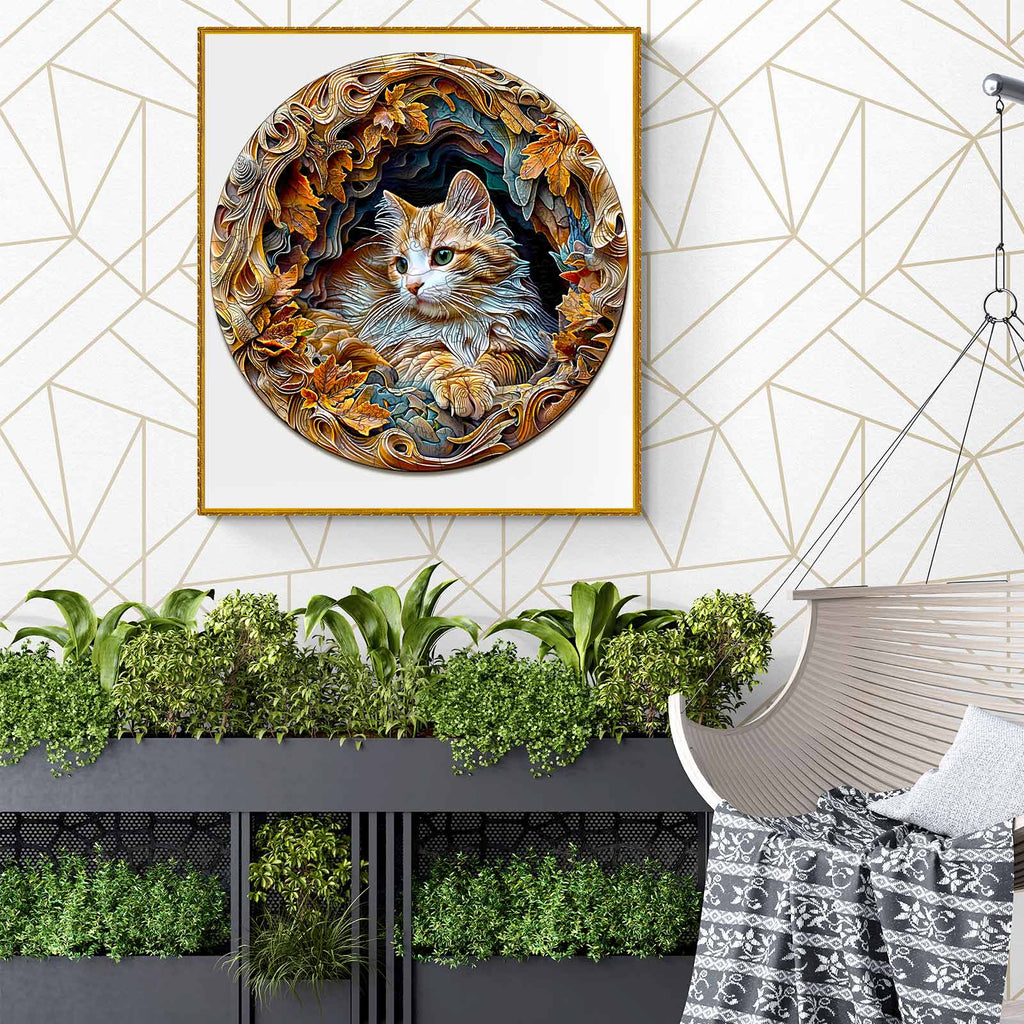 Cat In Cave Wooden Jigsaw Puzzle