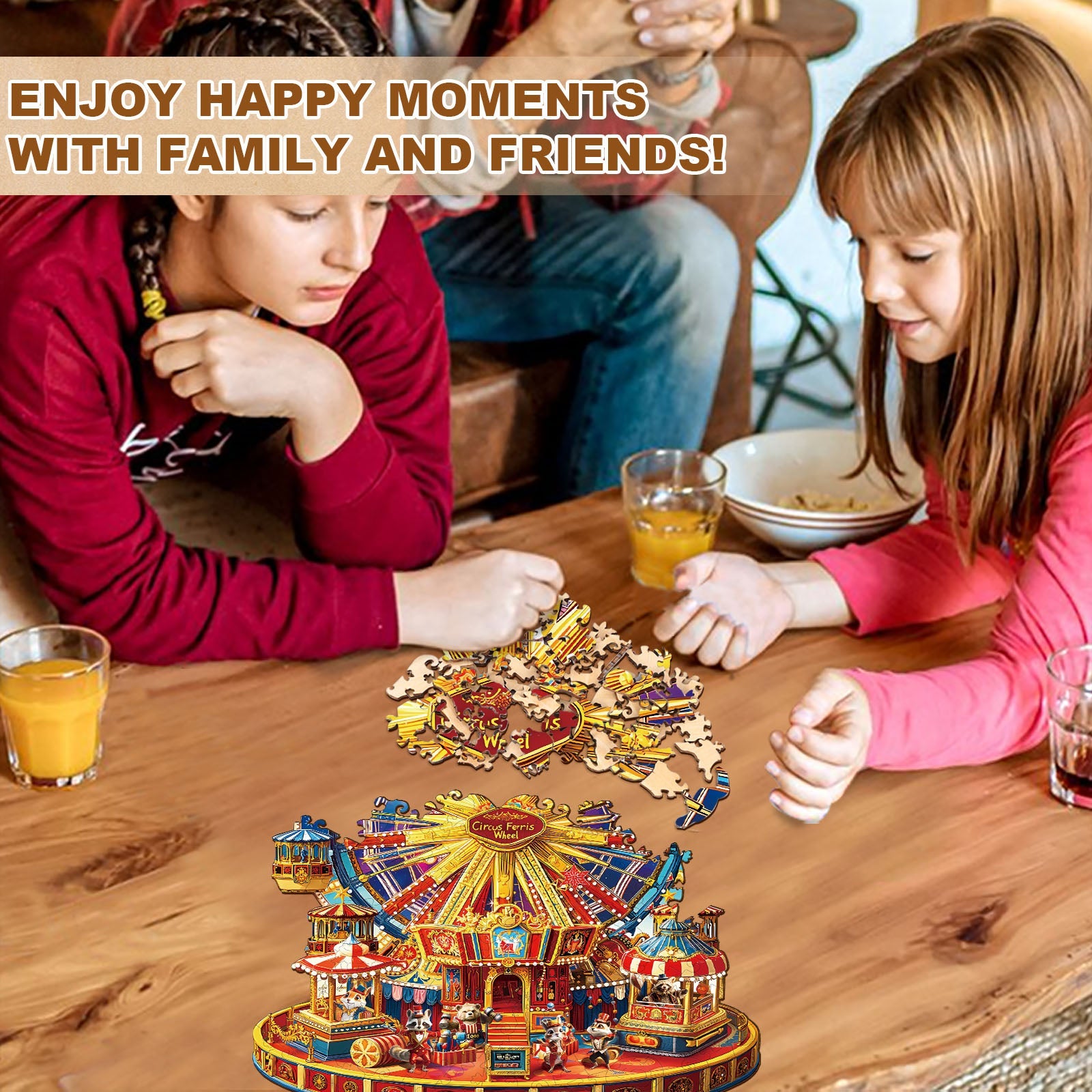 Circus Ferris Wheel Wooden Jigsaw Puzzle
