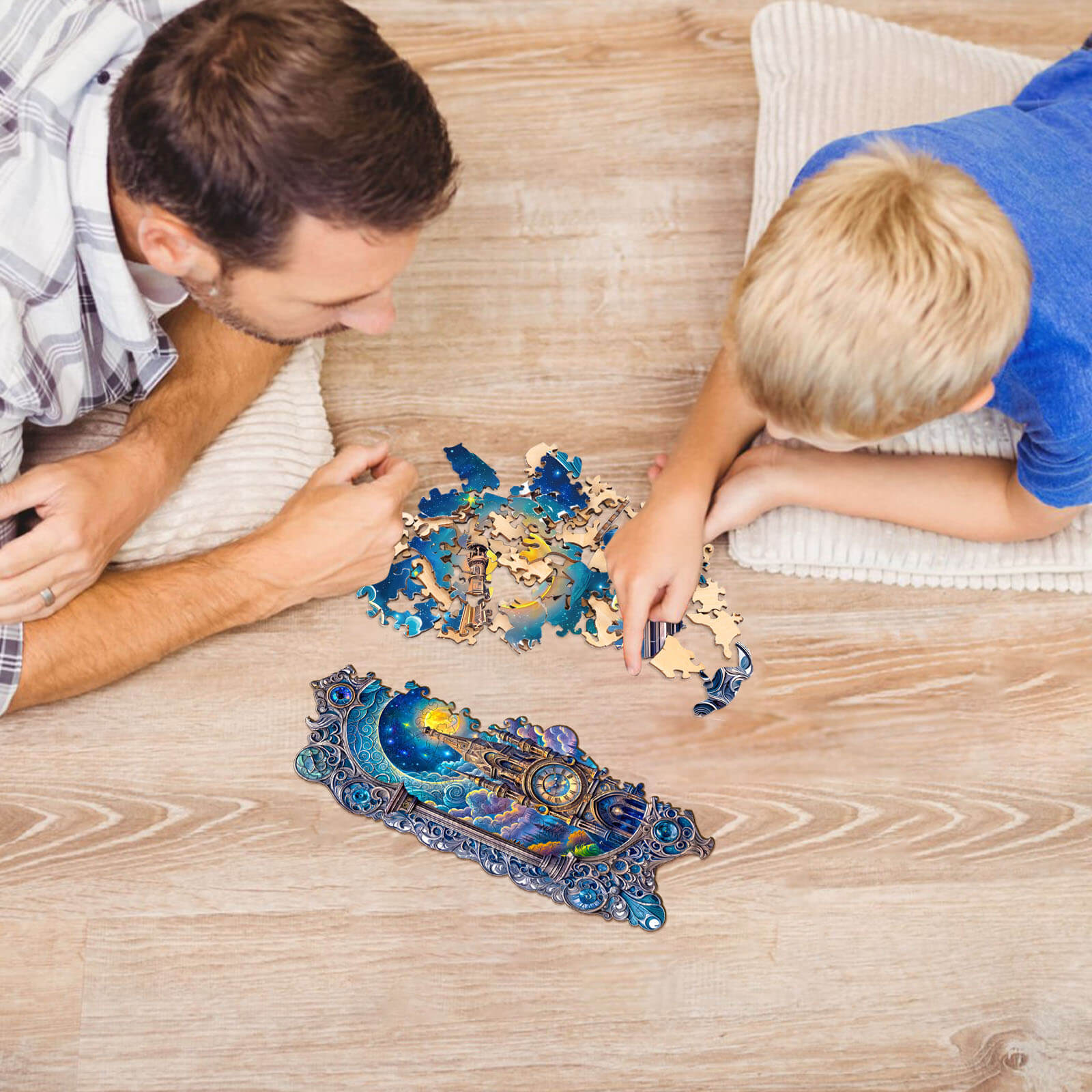 Moonlit clock tower Wooden Jigsaw Puzzle