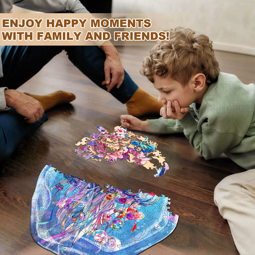 Flower Jellyfish Wooden Jigsaw Puzzle