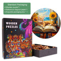 Lazy Orange Cat Wooden Jigsaw Puzzle in exquisite packaging, featuring a colorful box and reference diagram for easy assembly.