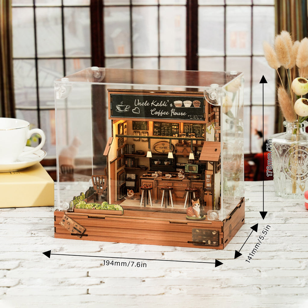 Uncle Kaldi’s Coffee House– DIY Miniature House, 3D Wooden Puzzle