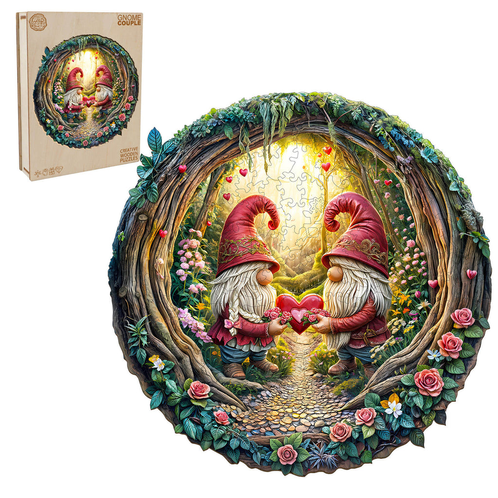 Gnome Couple Wooden Jigsaw Puzzle
