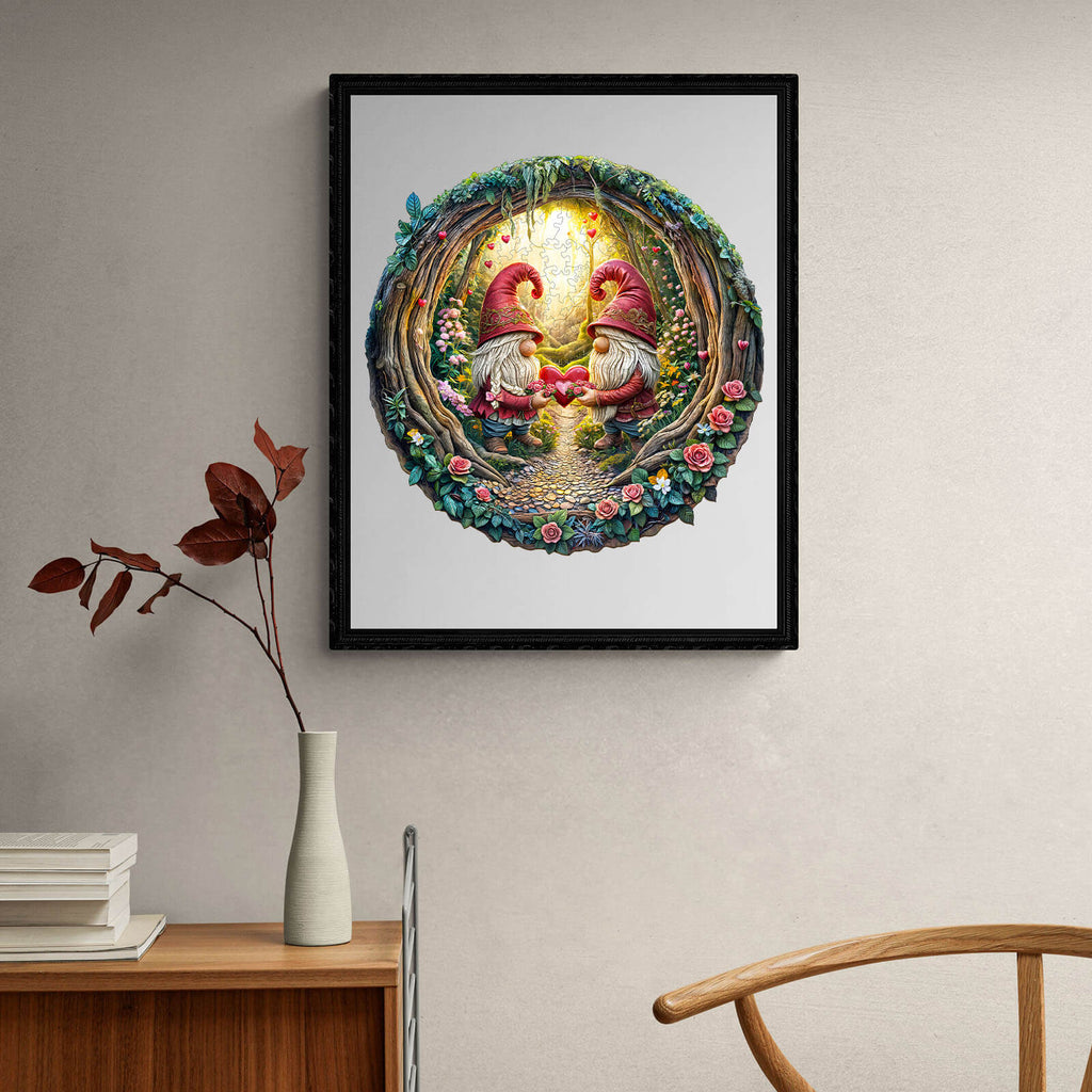 Gnome Couple Wooden Jigsaw Puzzle