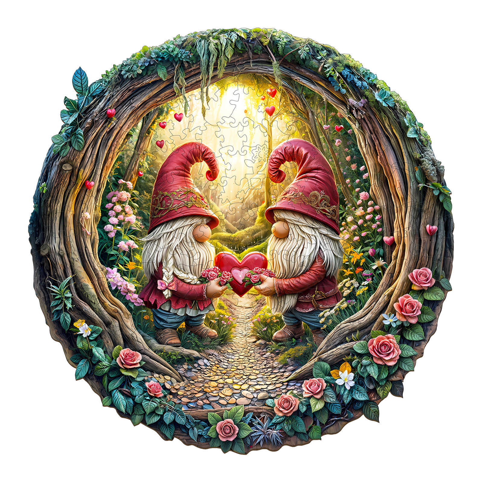 Gnome Couple Wooden Jigsaw Puzzle