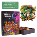 Frog Wooden Jigsaw Puzzle in an exquisite package, showcasing a colorful frog design and puzzle pieces inside a stylish box.