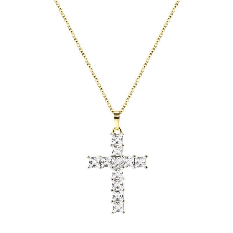 COLORFUL DIAMONDS CROSS NECKLACE