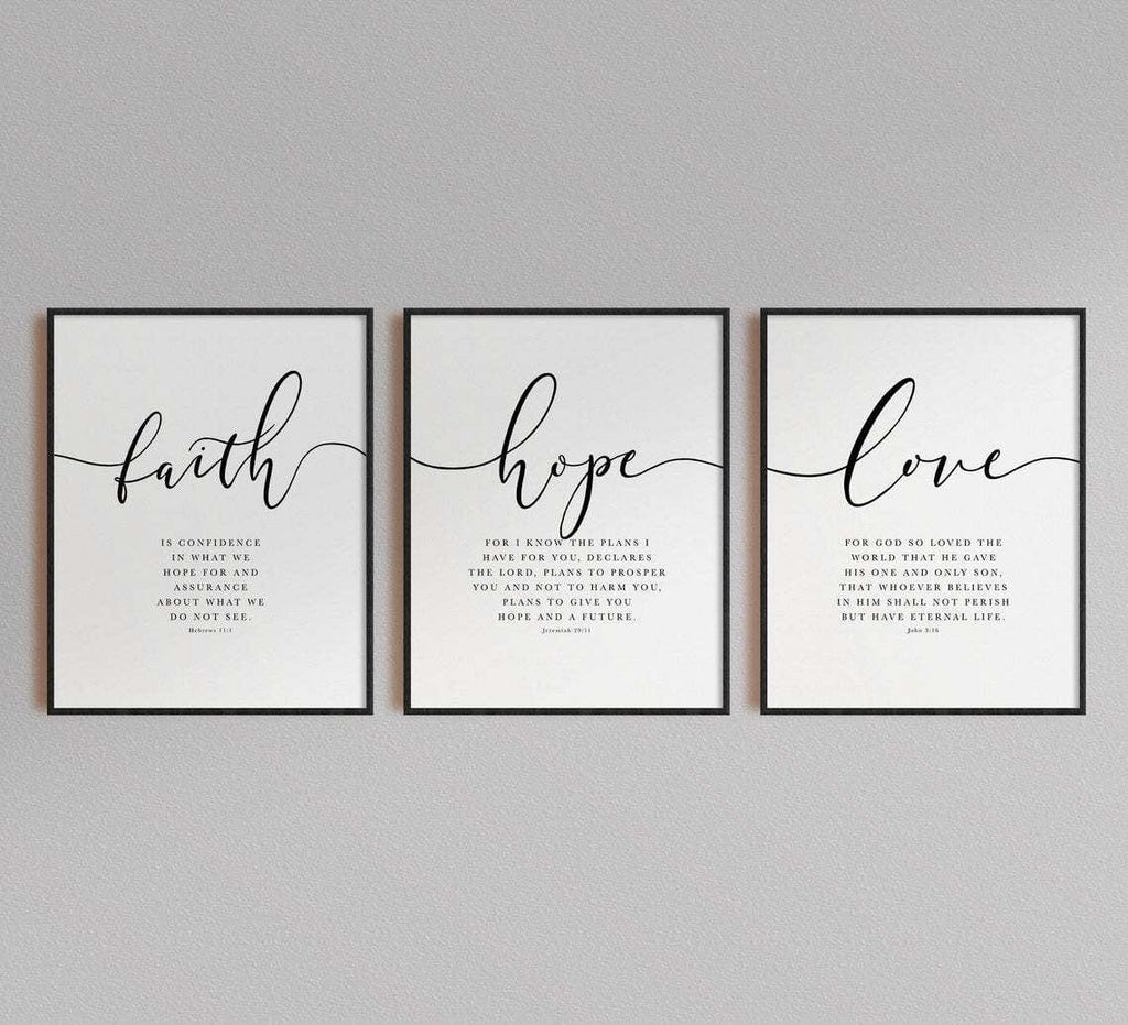 Handmade (Faith Hope Love) Bible Verse Canvas by Godisabove