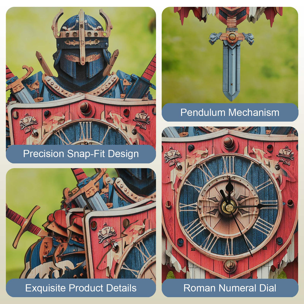 Knight – DIY Wooden Clock, 3D Puzzle Craft Kit
