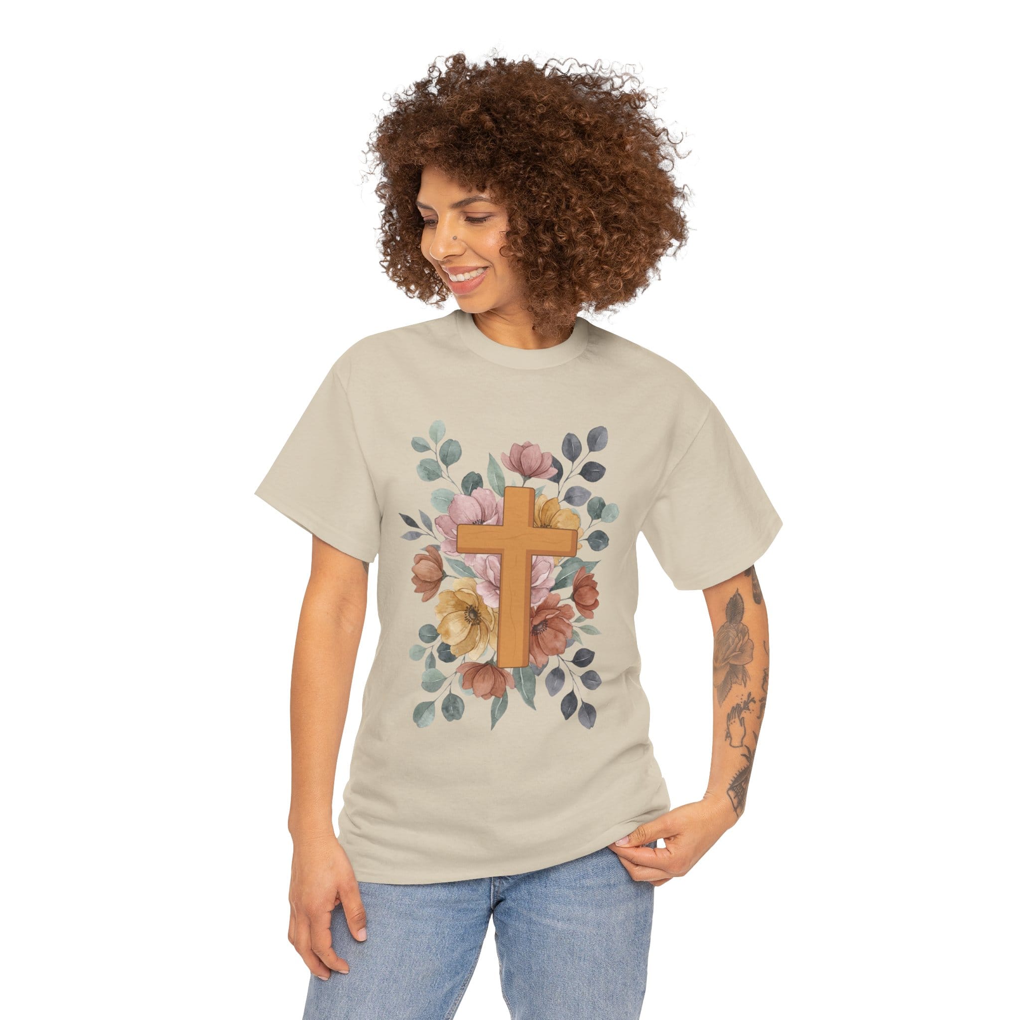 SIMPLE FLOWER CROSS TEE