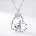 HEART-SHAPED CROSS INLAID NECKLACE