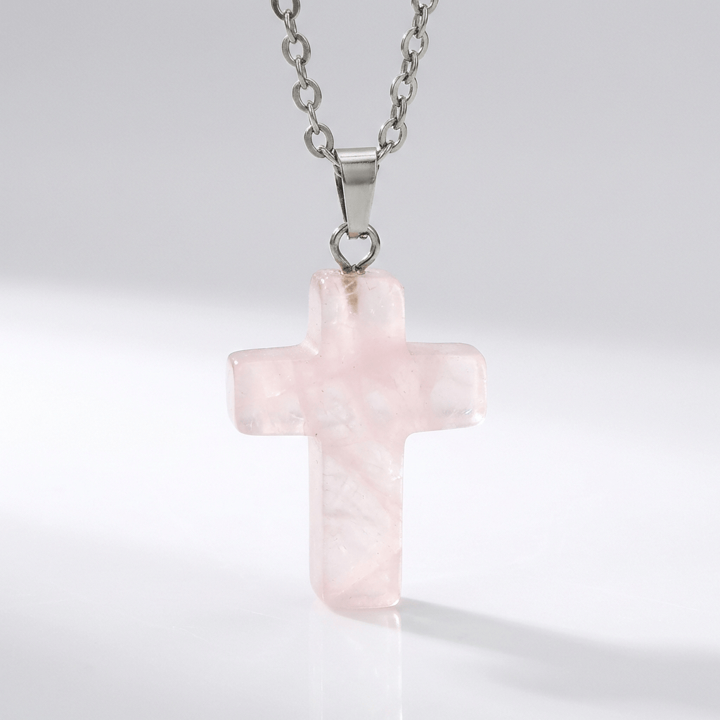NATURAL AGATE STONE CROSS PENDANT