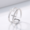 GLORY DOUBLE CROSS RING - (ADJUSTABLE)