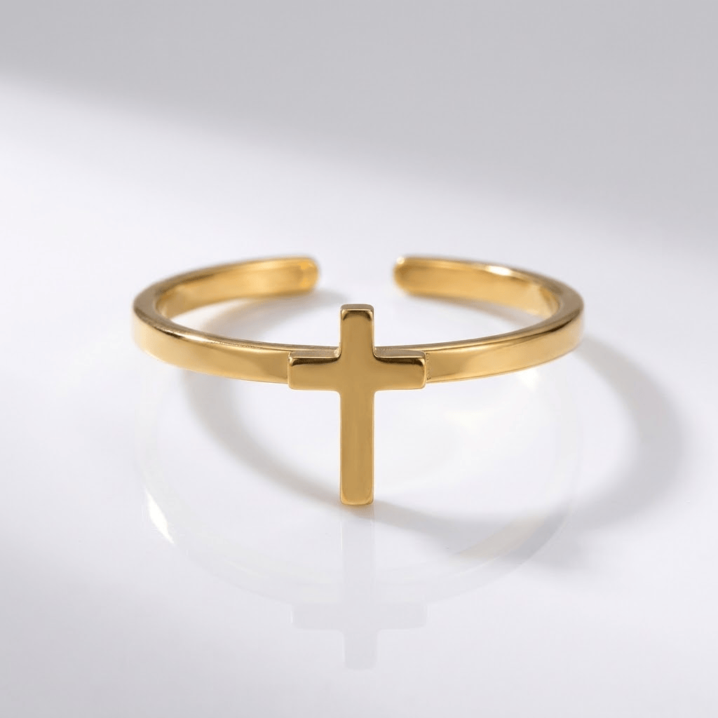 CROSS ON TOP RING - (ADJUSTABLE)