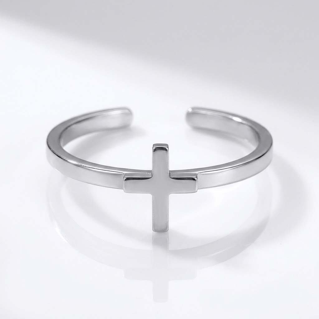 CROSS ON TOP RING - (ADJUSTABLE)