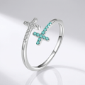 TIFFANY BLUE CROSS WITH ZIRCON STONES - (ADJUSTABLE)