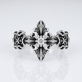 RETRO ZIRCON ROYALTY CROSS RING - (ADJUSTABLE)