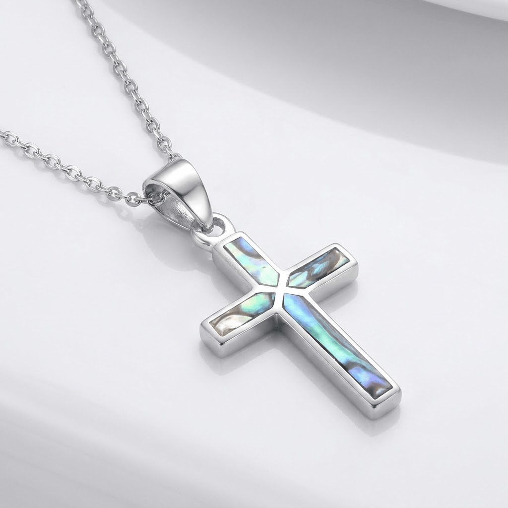 ABALONE SHELL CUSTOM CROSS NECKLACE