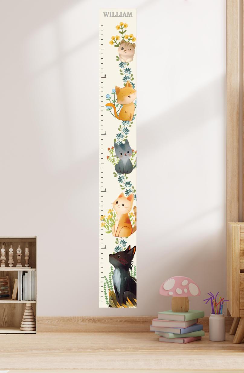 Personalized Wooden Cat Growth Chart Ruler