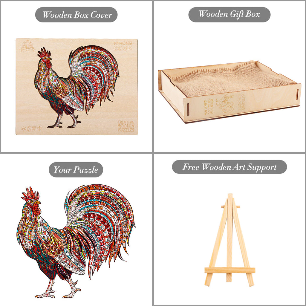Strong Rooster Wooden Jigsaw Puzzle