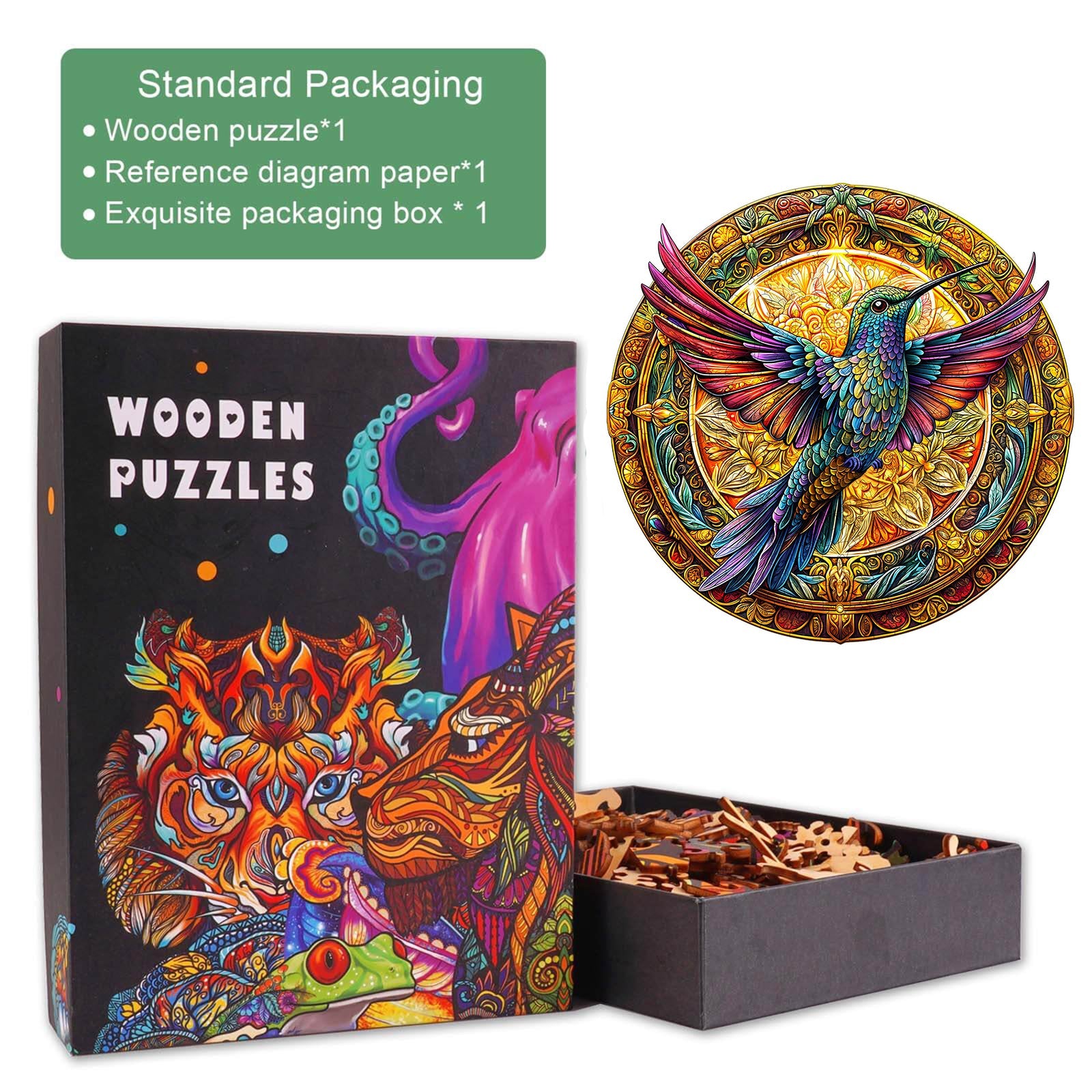 Vintage hummingbird-2  Wooden Jigsaw Puzzle