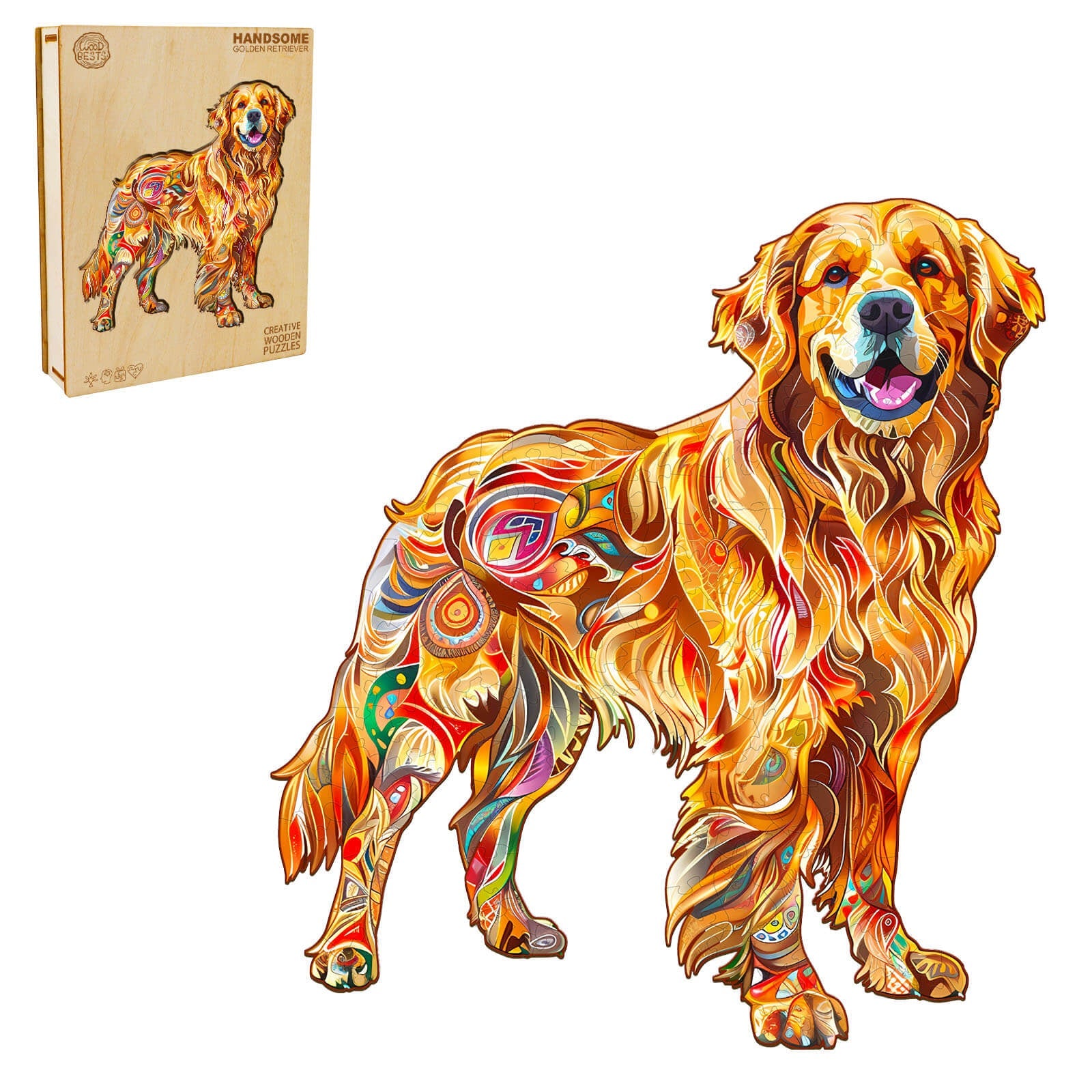 Handsome Golden Retriever Wooden Jigsaw Puzzle