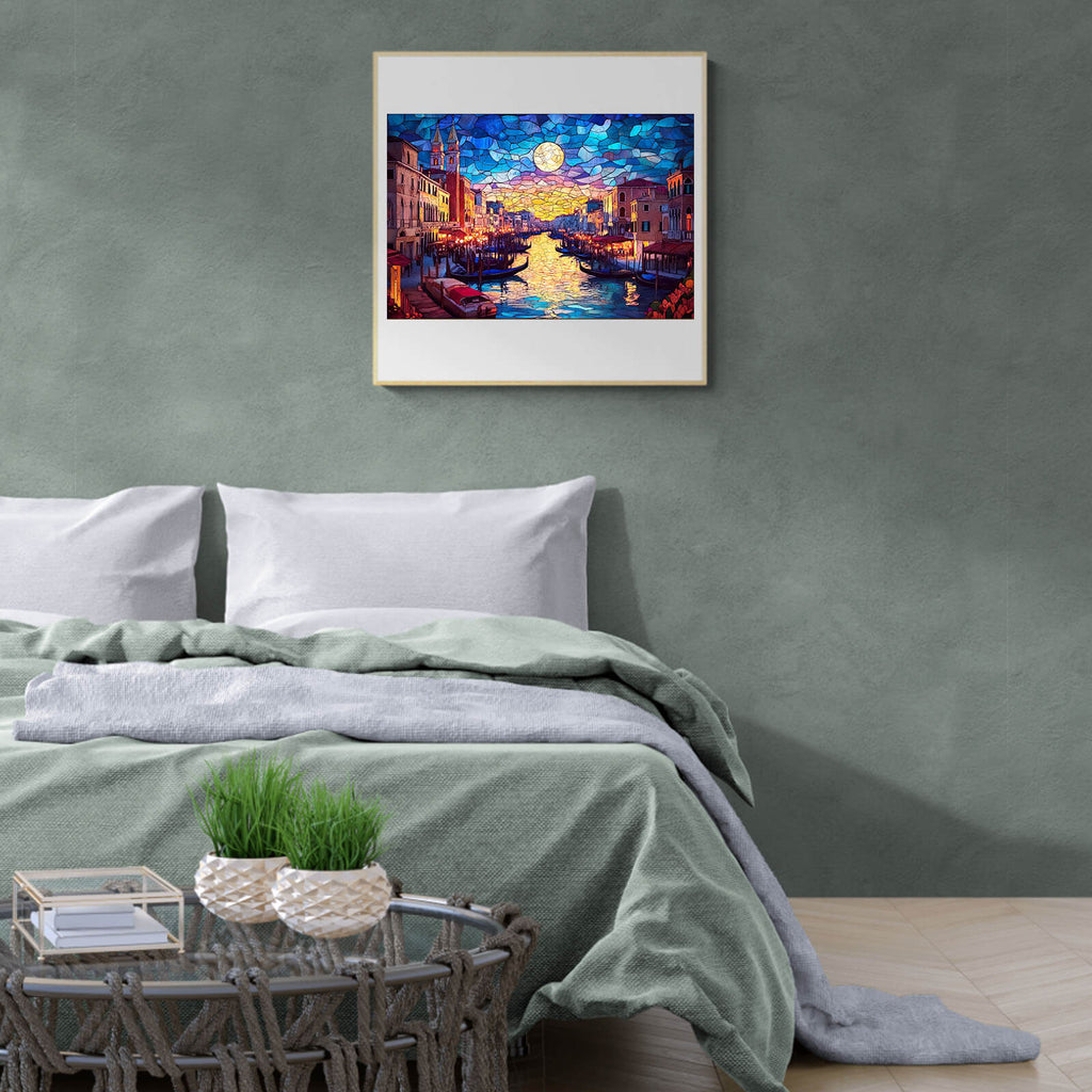 Stained Glass Starry Night Wooden Jigsaw Puzzle