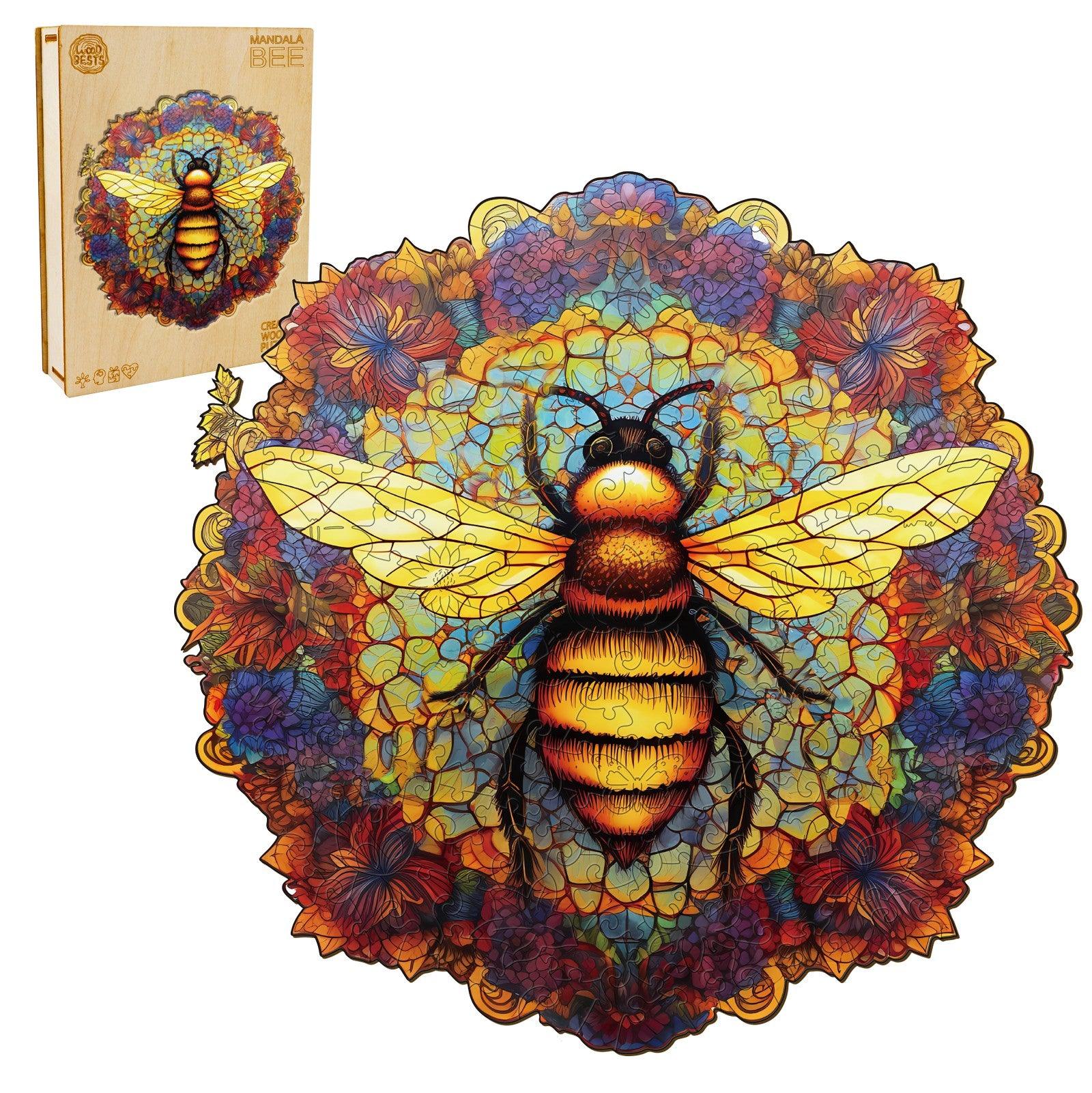 Mandala Bee Wooden Jigsaw Puzzle