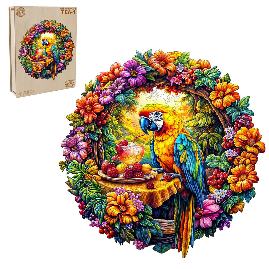 The parrot's tea-1 Wooden Jigsaw Puzzle