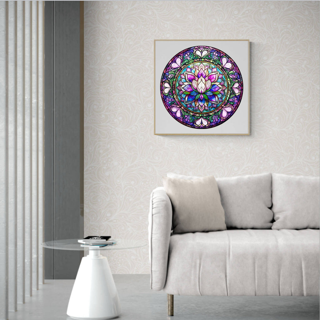 Stained Glass Lotus-1 Wooden Jigsaw Puzzle