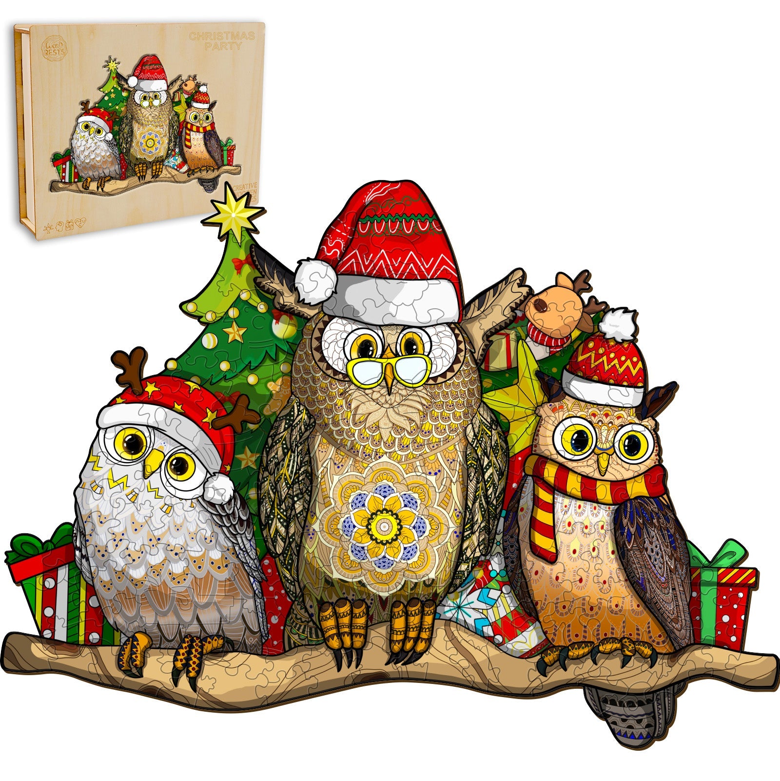 Christmas Party Wooden Jigsaw Puzzle
