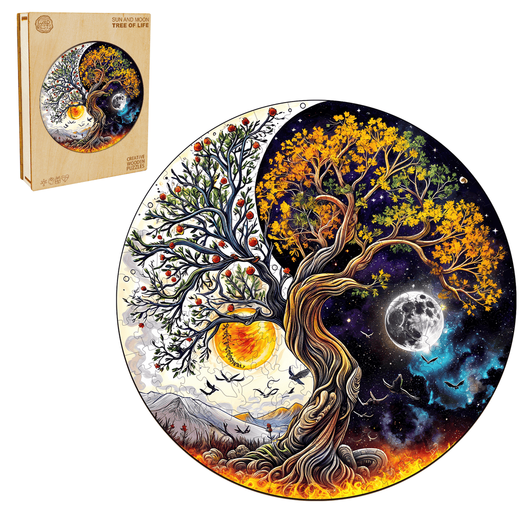 Sun and Moon Tree of Life Wooden Jigsaw Puzzle