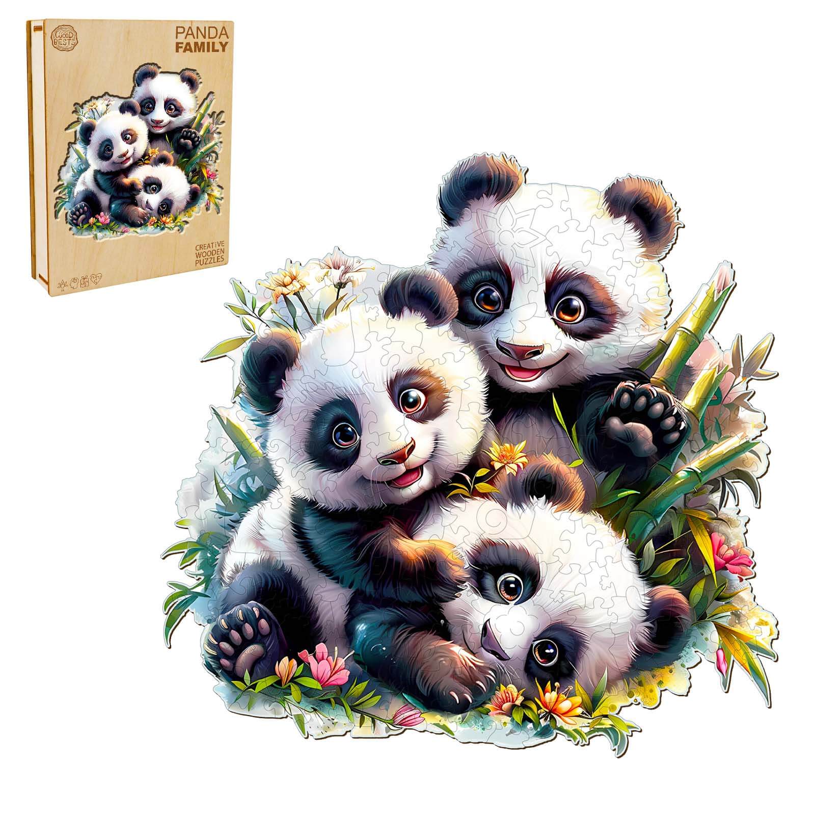 Panda Family Wooden Jigsaw Puzzle