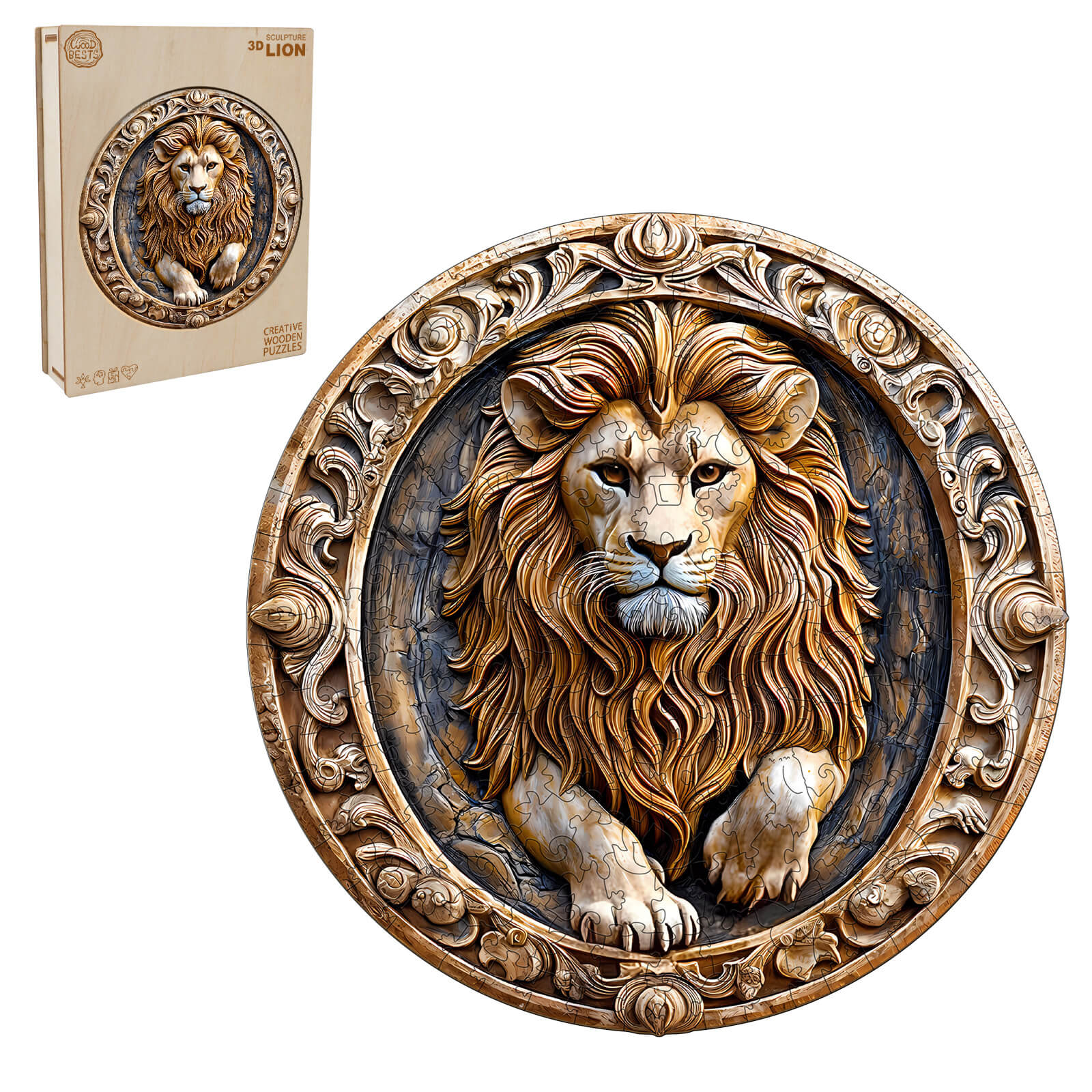 Sculpture Lion Wooden Jigsaw Puzzle