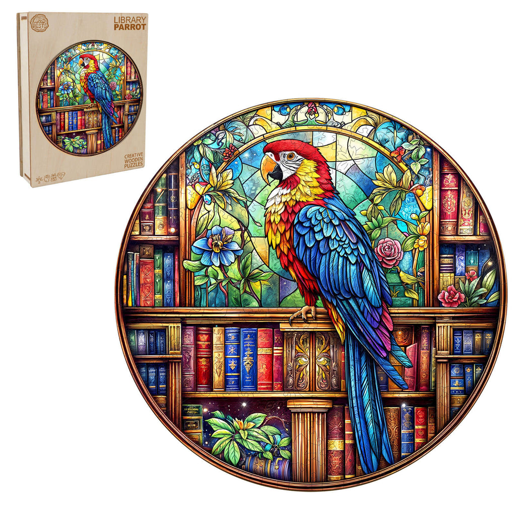 Library Parrot Wooden Jigsaw Puzzle