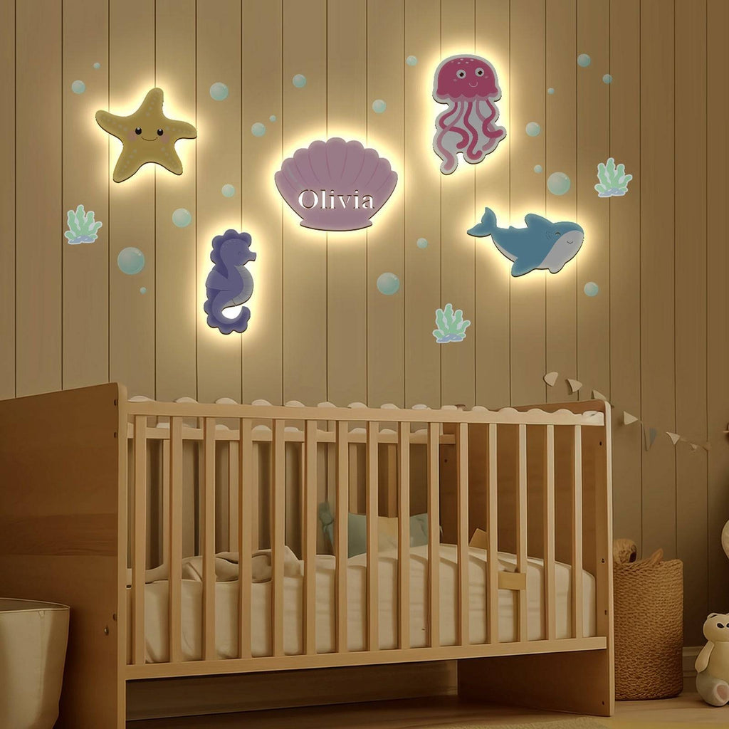 Personalized  Baby's Room Wall Light Marine Theme Set