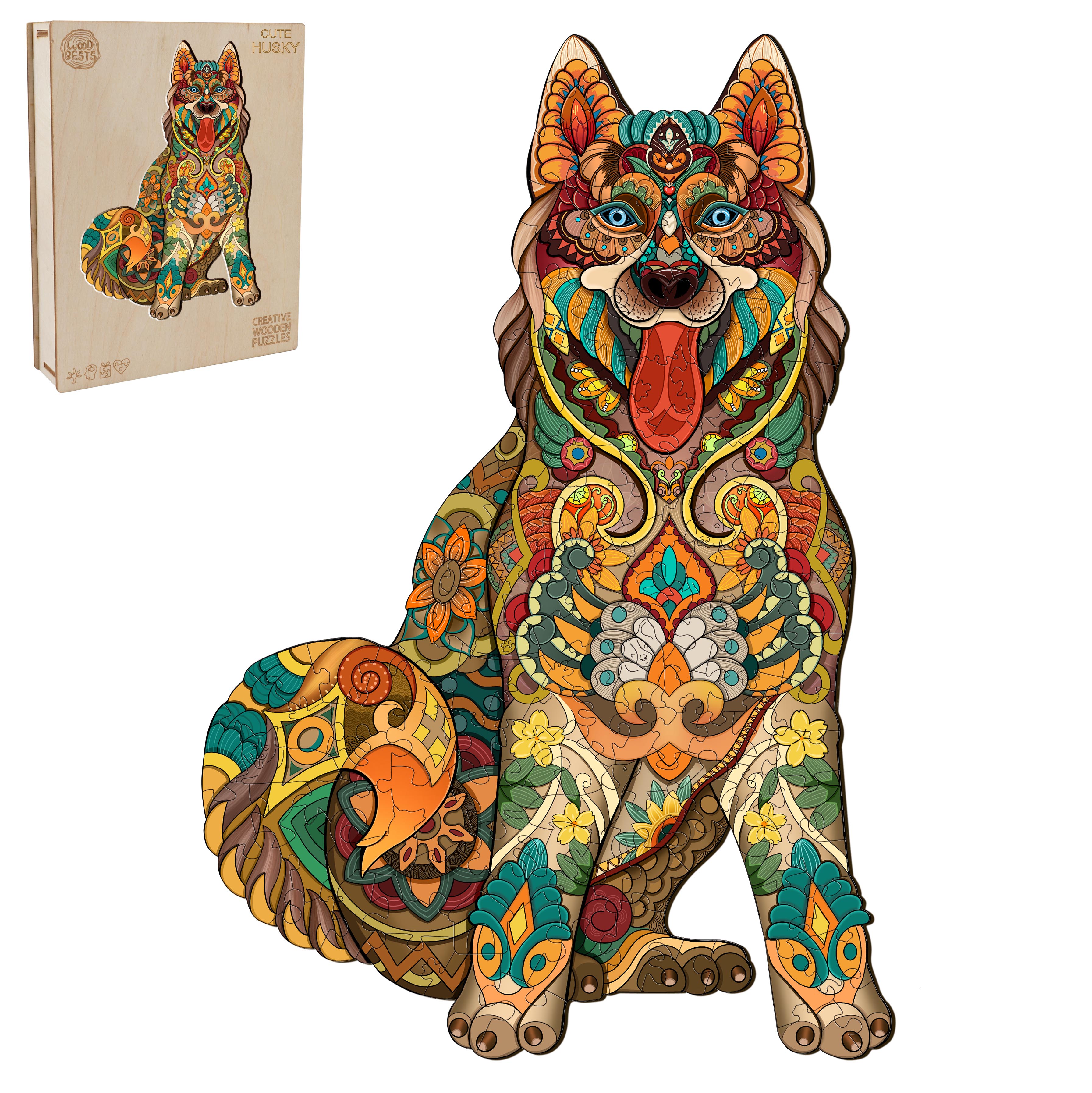 Cute Husky Wooden Jigsaw Puzzle