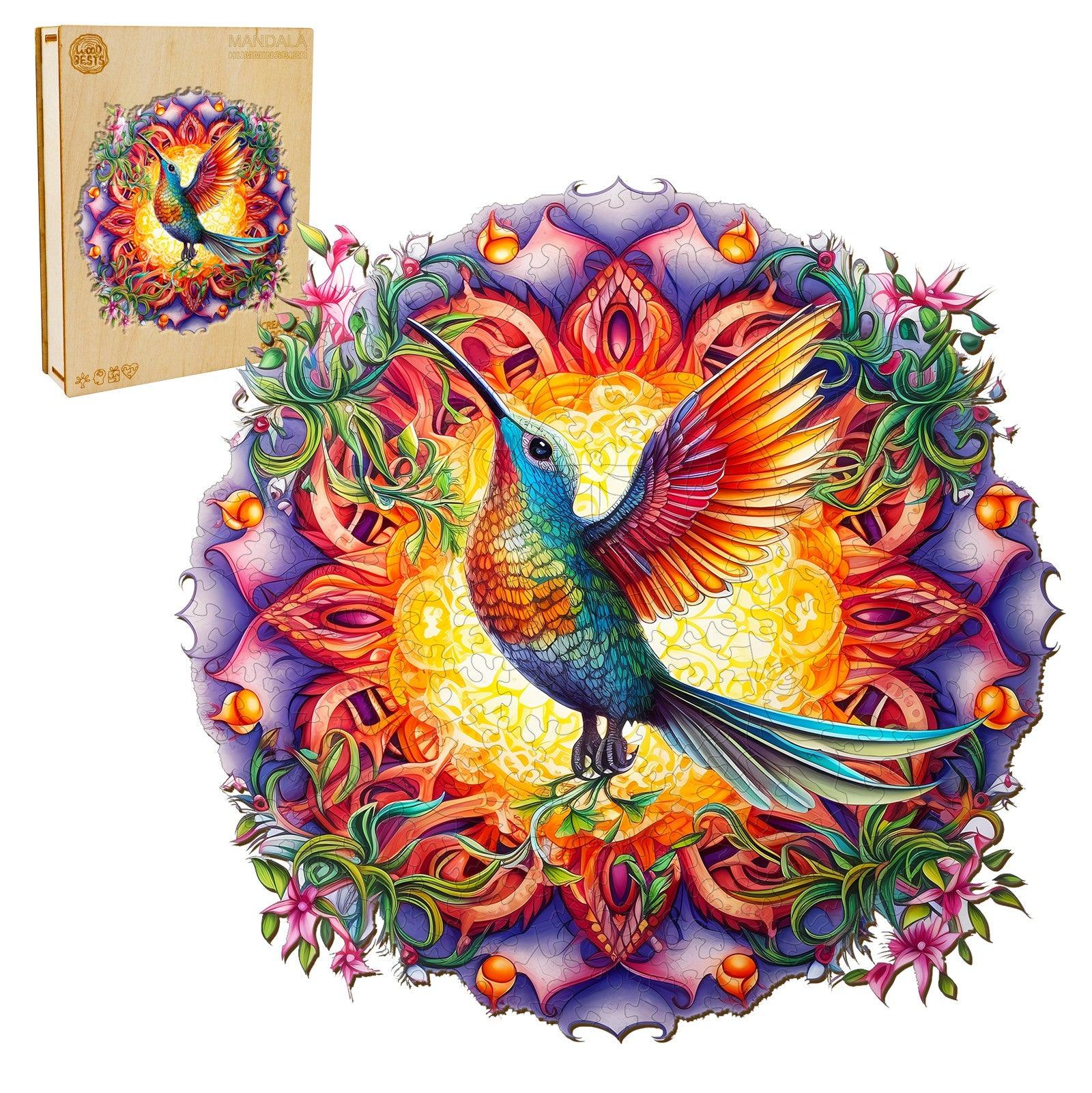 Mandala & Hummingbird 2 Wooden Jigsaw Puzzle