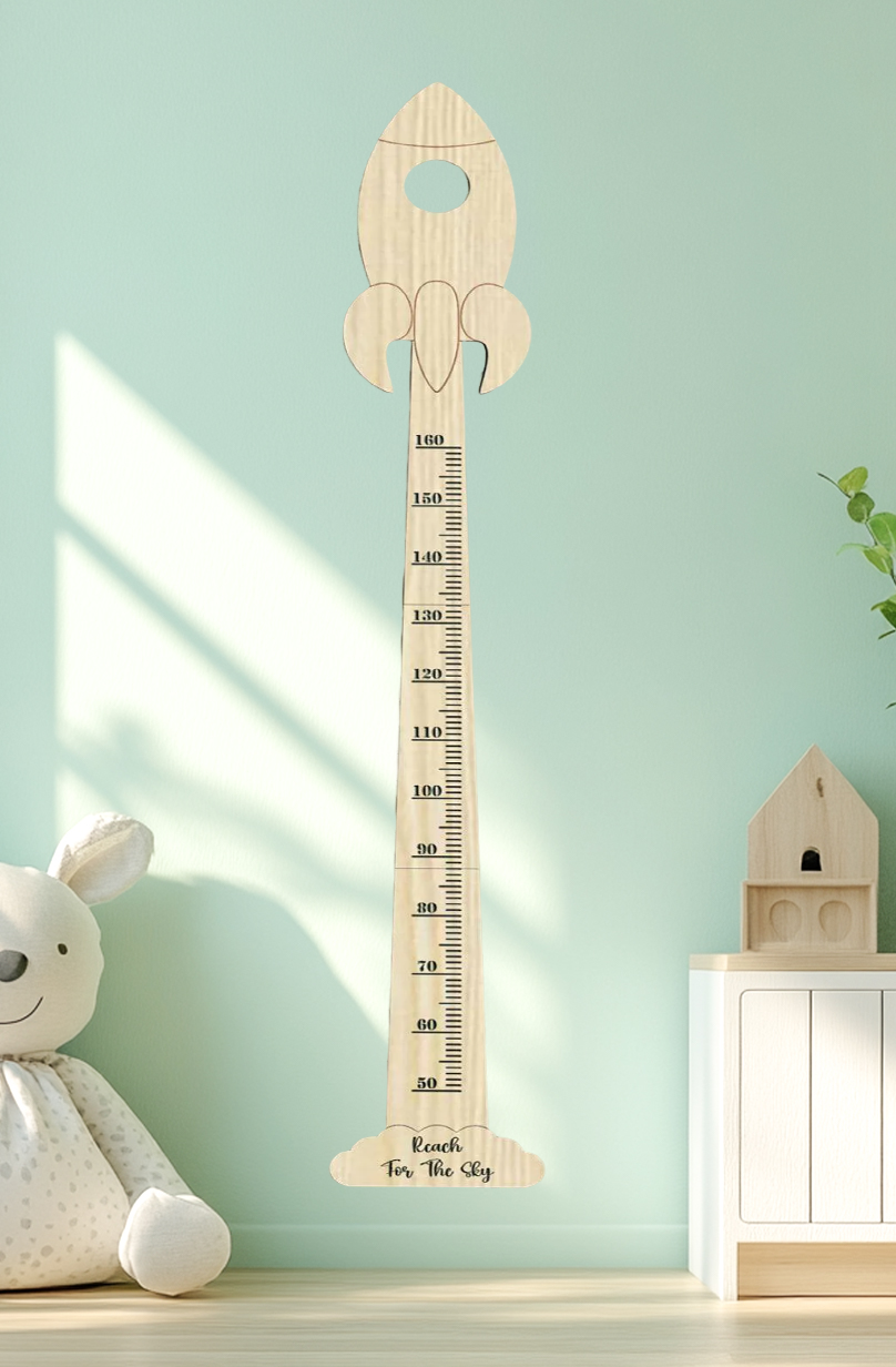 Personalized Wooden Rocket Growth Chart Nursery Decor