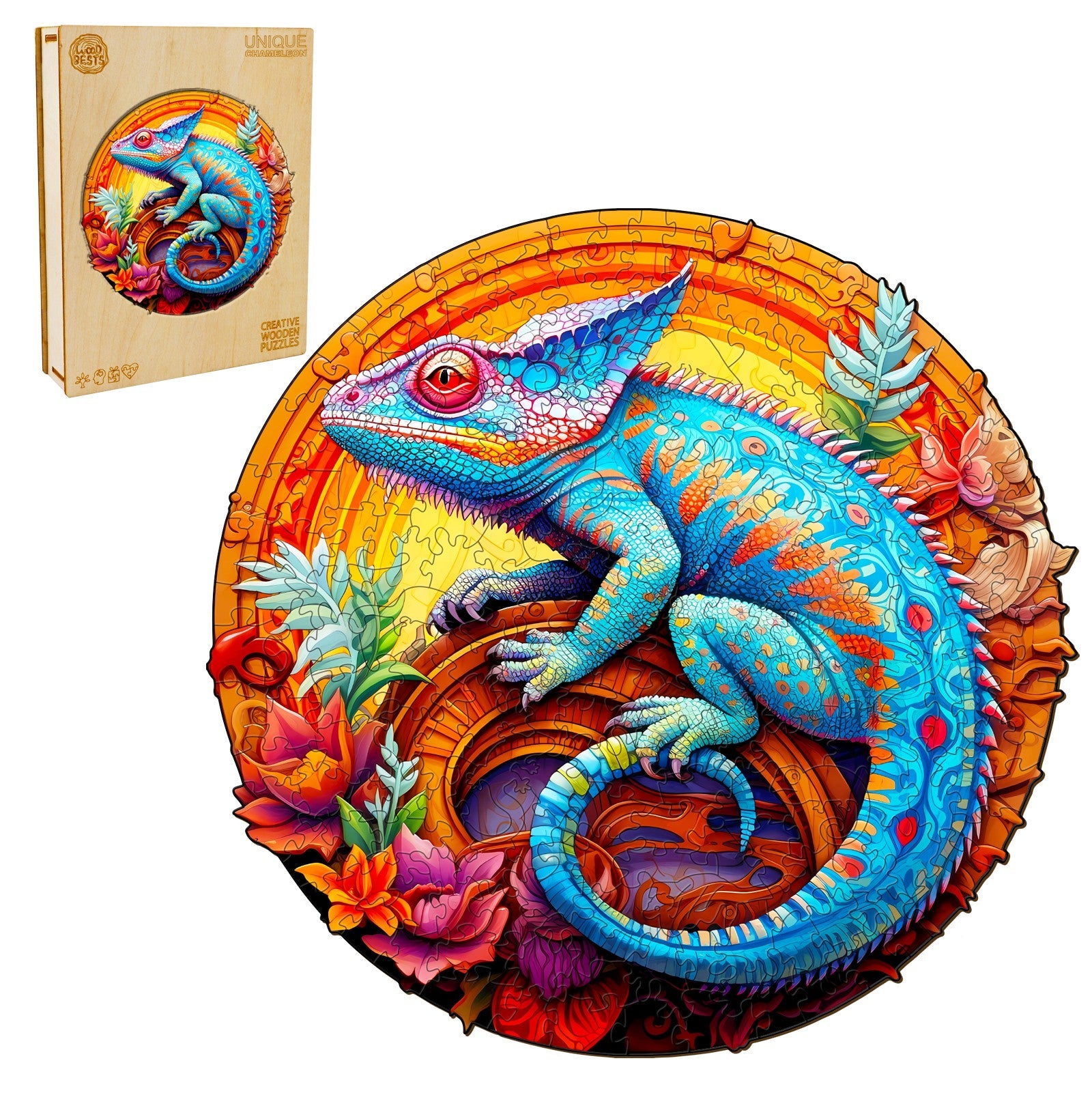 Unique Chameleon Wooden Jigsaw Puzzle