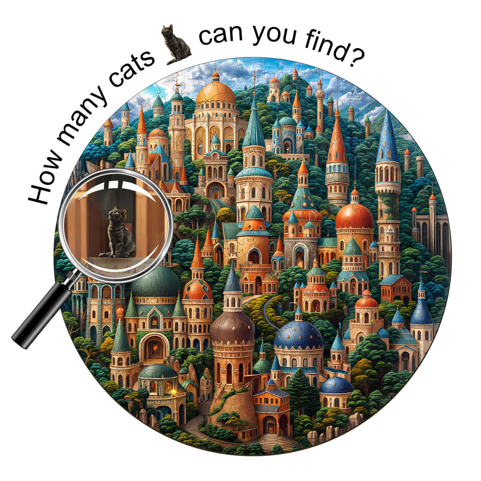 SEEK AND FIND CATS Wooden Jigsaw Puzzle