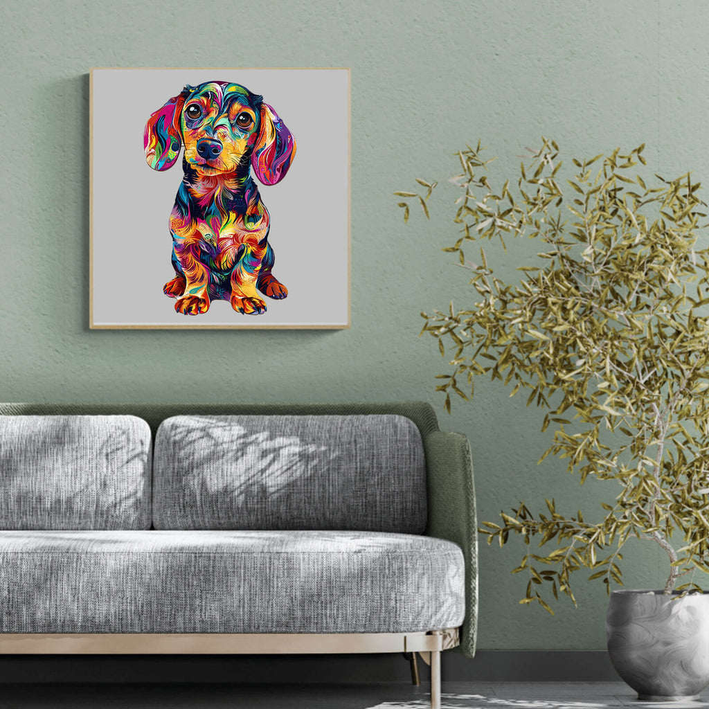 Colorful Dachshund-1 Wooden Jigsaw Puzzle