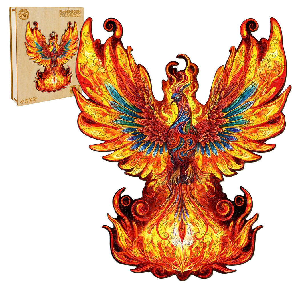 Flame-born Phoenix Wooden Jigsaw Puzzle